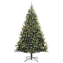 Berkfield Home Artificial Hinged Christmas Tree 300 LEDs Green 210 cm - thumbnail 3