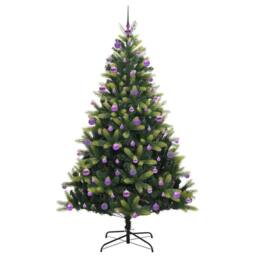 Berkfield Home Artificial Hinged Christmas Tree 300 LEDs Green 210 cm - thumbnail 4