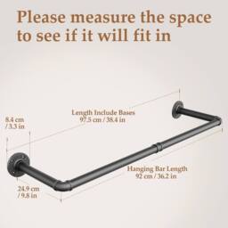 Dprodo Wall Mounted Clothes Rack, 92cm(1 Pack or 2 Packs) in Black - thumbnail 3