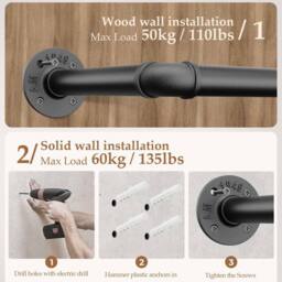 Dprodo Wall Mounted Clothes Rack, 92cm(1 Pack or 2 Packs) in Black - thumbnail 8