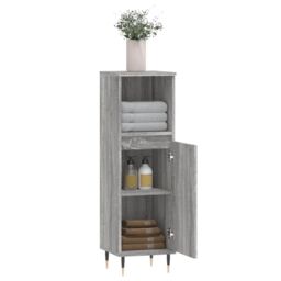 Berkfield Home Bathroom Cabinet Grey Sonoma 30x30x100 cm Engineered Wood - Size: 30 x 30 x 100 cm - thumbnail 4