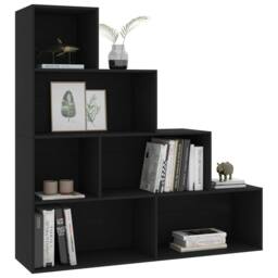 Berkfield Home Classic Book Cabinet/Room Divider Black 155x24x160 cm Engineered Wood - Size: 155 x 24 x 160 cm - thumbnail 1