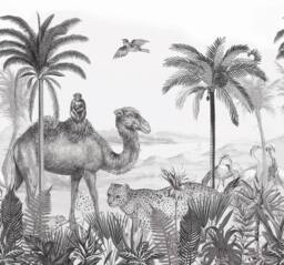 Superfresco Easy Animal Kingdom Mono Print To Order 3m x 2.8m Mural in White - thumbnail 2