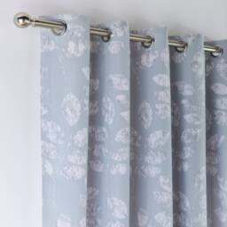 Portfolio Home Boston Botanical Leaf Fully Lined Eyelet Curtain Set 2 Panel Pair in Duck Egg Blue - Size: 168 cm width x 183 cm drop - thumbnail 3