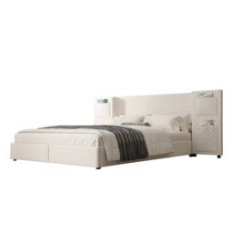 BTM Upholstered double bed 4ft6 with storage headboard & drawers in Beige - thumbnail 9