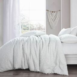 Intimates Elegant Tufted Duvet Cover & Pillowcase Set Stylish Boho Bed in White - Size: Super King - thumbnail 2
