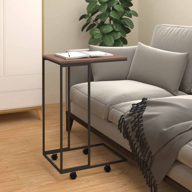 Berkfield Home Side Table with Wheels Black 40x30x63.5 cm Engineered Wood - image 1