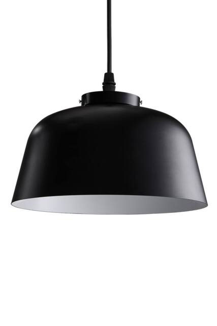 Industrial E27 Hanging Lamp with Metal Shade in Black - image 1