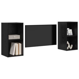 Berkfield Home Wall TV Cabinet 2 pcs Black oak 37 x 37 x 72 cm Engineered wood - thumbnail 3