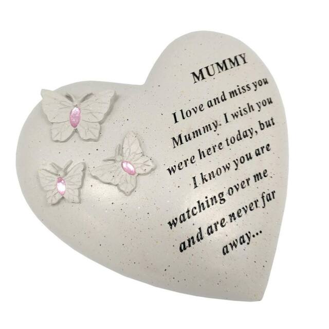 David Fischhoff Graveside Memorial Heart & Butterflies Ornament Plaque Pink- Mummy in Off-White - image 1