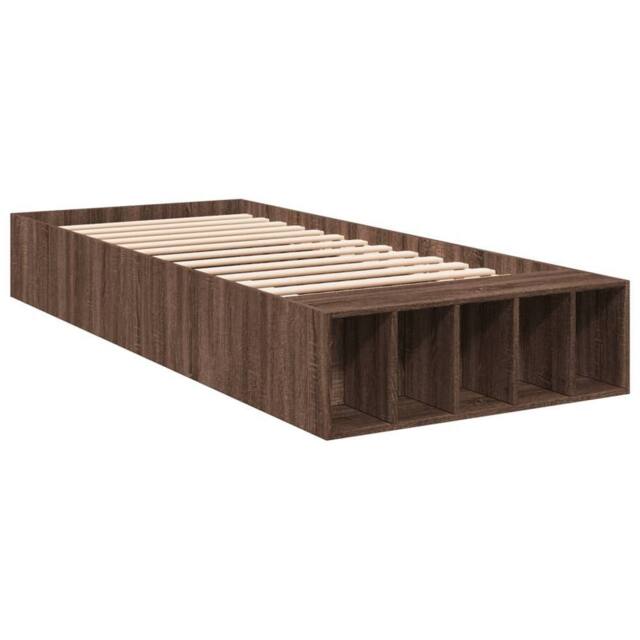 Berkfield Home Modern Bed Frame without Mattress Brown Oak 75x190 cm Small Single - image 1