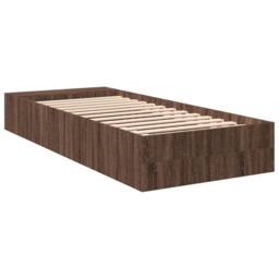 Berkfield Home Modern Bed Frame without Mattress Brown Oak 75x190 cm Small Single - thumbnail 6