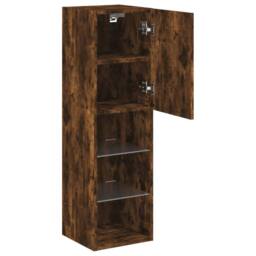 Berkfield Home TV Cabinet with LED Lights Smoked Oak 30.5x30x102 cm in Brown - thumbnail 8