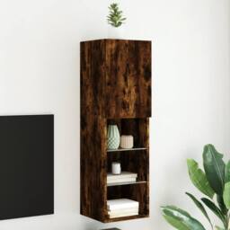 Berkfield Home TV Cabinet with LED Lights Smoked Oak 30.5x30x102 cm in Brown - thumbnail 2