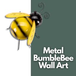 Marco Paul 15cm Yellow Metal Bumblebee Wall Art for Garden in Bright Yellow - thumbnail 3