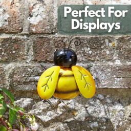 Marco Paul 15cm Yellow Metal Bumblebee Wall Art for Garden in Bright Yellow - thumbnail 6