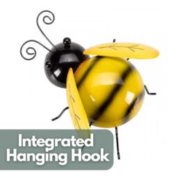 Marco Paul 15cm Yellow Metal Bumblebee Wall Art for Garden in Bright Yellow - thumbnail 5
