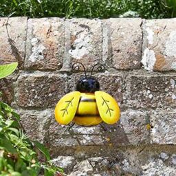 Marco Paul 15cm Yellow Metal Bumblebee Wall Art for Garden in Bright Yellow