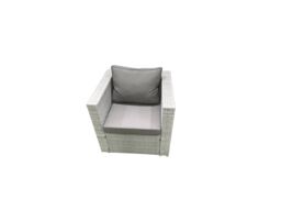 Fimous Rattan Garden Furniture Set 7 Seater Outdoor Garden Sofa Oblong Coffee Table Set with 2 Chairs 2 Stools Light Grey Mixed - thumbnail 5