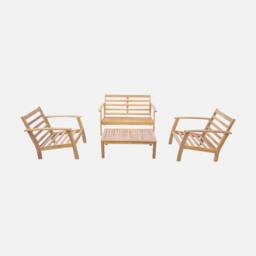 sweeek 4-seater Wooden Garden Sofa Set in Light Brown - thumbnail 6