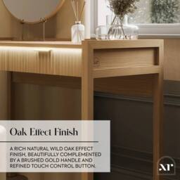 X Rocker XR Living Dak ota Dressing Table with 2 Drawers & LED Lights - Oak in Light Oak - thumbnail 6