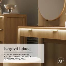 X Rocker XR Living Dak ota Dressing Table with 2 Drawers & LED Lights - Oak in Light Oak - thumbnail 3