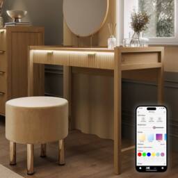 X Rocker XR Living Dak ota Dressing Table with 2 Drawers & LED Lights - Oak in Light Oak - thumbnail 1