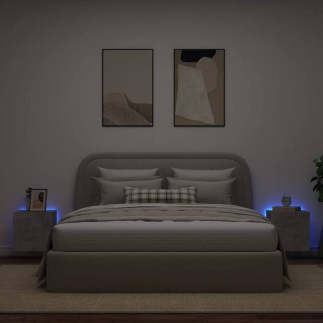 Berkfield Home TV Wall Cabinets with LED Lights 2 pcs Concrete Grey 40.5x35x40 cm - image 1