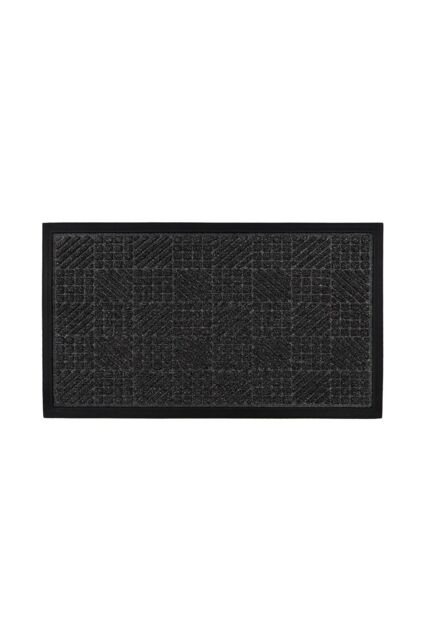 JVL Firth Tile Rubber Backed Door Mat, 40x70cm, Charcoal - Size: 40 cm x 70 cm - image 1