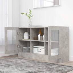 Berkfield Home Vitrine Cabinet Concrete Grey 120x30.5x70 cm Engineered Wood - thumbnail 1