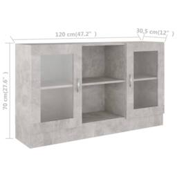 Berkfield Home Vitrine Cabinet Concrete Grey 120x30.5x70 cm Engineered Wood - thumbnail 8