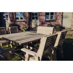 Churnet Valley Garden Furniture Ltd Ergo Square Table with 2 Bench & 4 Chairs - Min. Assembly Required in Brown - thumbnail 2