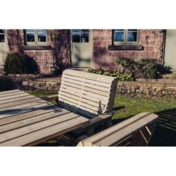 Churnet Valley Garden Furniture Ltd Ergo Square Table with 2 Bench & 4 Chairs - Min. Assembly Required in Brown - thumbnail 3