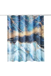 Neel Blue Abstract Blue Shower Curtain, Anti Mould Mildew Resistant Bathroom Curtains - Size: 180 cm width x 200 cm drop - thumbnail 1