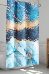 Neel Blue Abstract Blue Shower Curtain, Anti Mould Mildew Resistant Bathroom Curtains - Size: 180 cm width x 200 cm drop - thumbnail 6