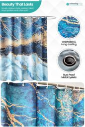Neel Blue Abstract Blue Shower Curtain, Anti Mould Mildew Resistant Bathroom Curtains - Size: 180 cm width x 200 cm drop - thumbnail 4