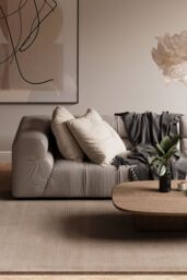 Kukoon Large Size Natural Wool Plush Deep Pile Living Room Are Rug, Grey, Green, Beige 190cm x 280cm in Taupe - Size: 190 cm x 280 cm - thumbnail 2