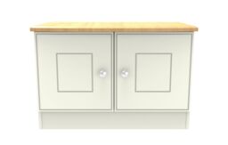 Ready Assembled 2 U Albert Compact 2 Door TV & Media Unit (Ready Assembled) in Cream - Size: Medium - thumbnail 1
