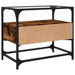 Berkfield Home TV Cabinet with Glass Top Smoked Oak 60x35x51 cm Engineered Wood in Brown - Size: 60 x 35 x 51 cm - thumbnail 6