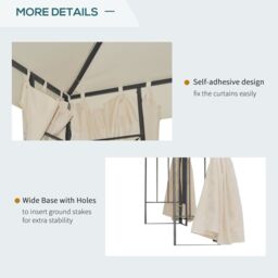 OUTSUNNY 3 x 3m Garden Metal Gazebo Sun Shade Shelter Outdoor Party Tent in Beige - thumbnail 5