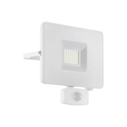 Loops IP44 Outdoor Flood Light & PIR Sensor White Aluminium 30W Built in LED