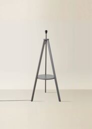 ValueLights Morrigan Free Standing Wooden Tripod Shelved Floor Lamp Base in Grey - thumbnail 2