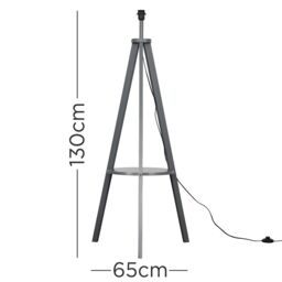 ValueLights Morrigan Free Standing Wooden Tripod Shelved Floor Lamp Base in Grey - thumbnail 6