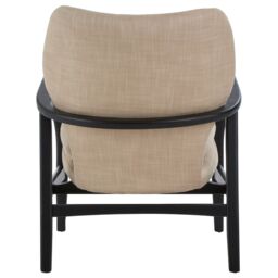 Orsina Mid-Century Beige Chair With Black Wooden Frame, Comfortable Lounge Chair, Winged Back Design Outdoor Chair in Light Brown - thumbnail 4