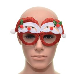 Shatchi Novelty Glitter Red Santa Head Christmas Glasses Christmas Party Props Photo Booth Accessories Stocking Fillers