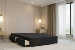 "Nexus Mattresses Ltd Kyoto Plush Divan Bed Base 2 Drawers Same Side - 26"" Headboard in Black - Size: Small Single" - thumbnail 4