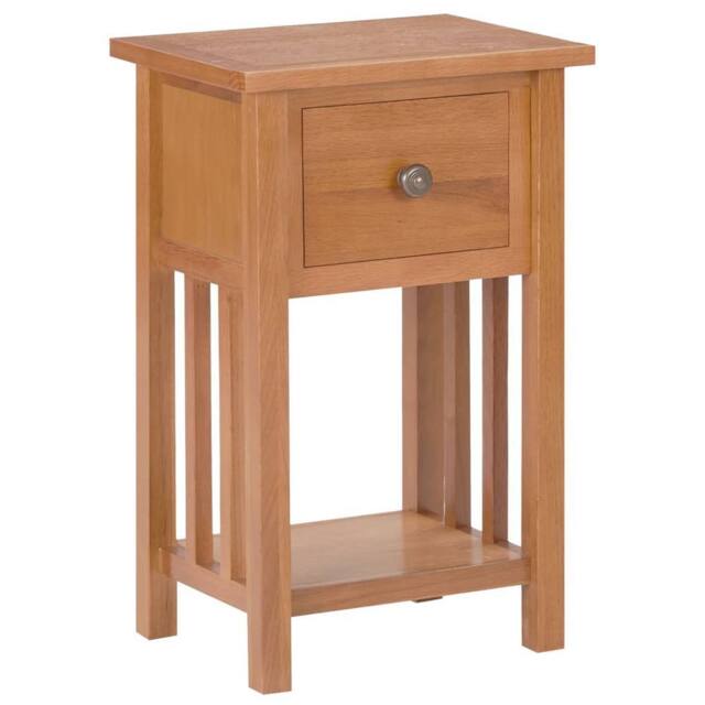 Berkfield Home Magazine Table with Drawer 35x27x55 cm Solid Oak Wood in Brown - Size: 35 x 27 x 55 cm - image 1