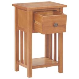 Berkfield Home Magazine Table with Drawer 35x27x55 cm Solid Oak Wood in Brown - Size: 35 x 27 x 55 cm - thumbnail 2