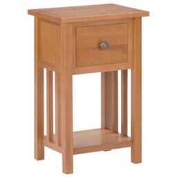 Berkfield Home Magazine Table with Drawer 35x27x55 cm Solid Oak Wood in Brown - Size: 35 x 27 x 55 cm
