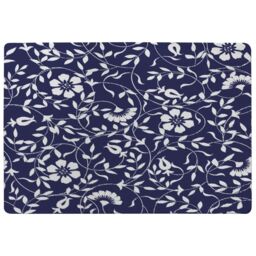 Benjamin Tate Design White Flowers On Navy Rug in Natural - Size: Large - thumbnail 1